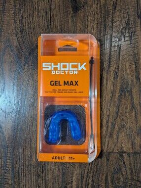 Shock Doctor Classic Gel Max Blue Mouthguard w/ Tether Adult 11+ New